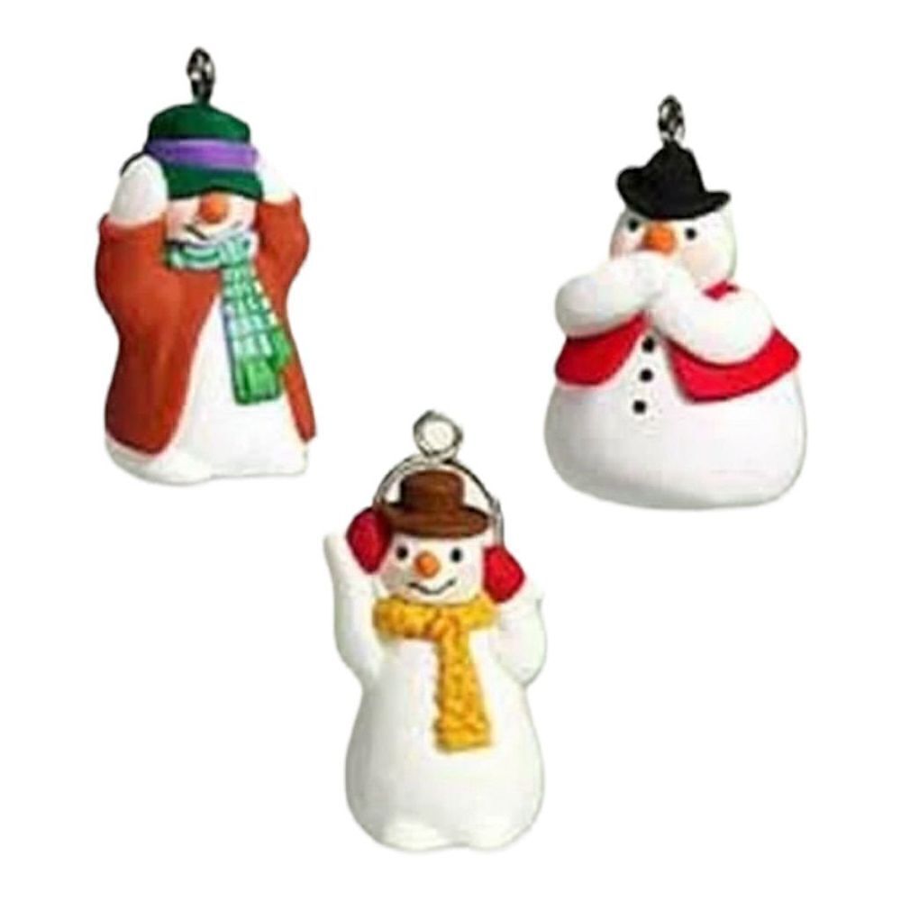 Hallmark Set of 3 Keepsake See No Humbug Snowman Miniature Ornaments